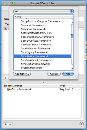 The New 'Add Framework' List